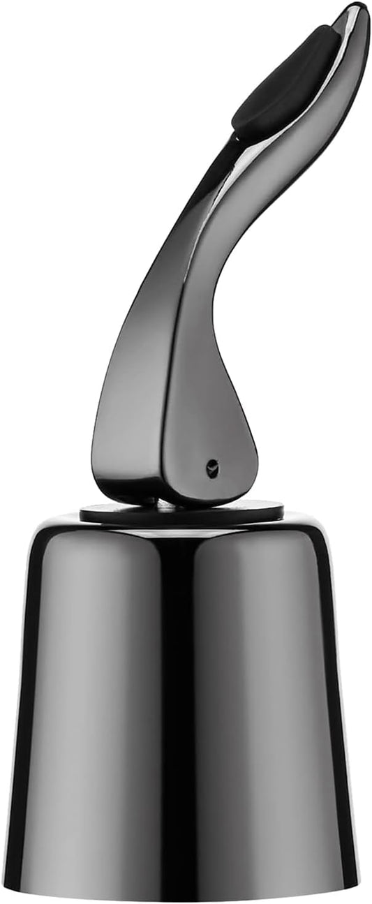 Wine Stoppers with Stainless Steel Vacuum Stopper and Silicone Reusable Corks, Leak Proof Keeps Wine Fresh, Suitable for Red & White Bottles (Black, 1 Pack)