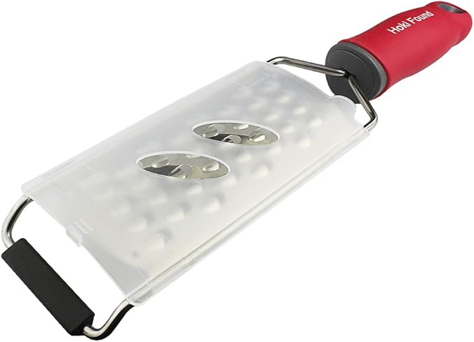 Hoki Found Cheese Grater - Stainless Steel Coarse Zester - Kitchen Food Grater - Red