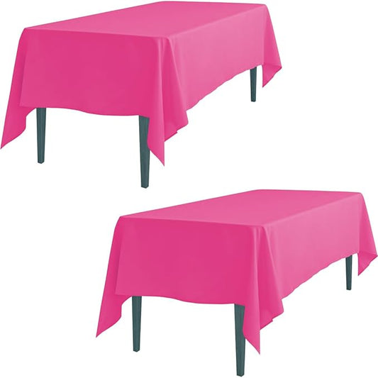 LTC LINENS 2 Pack Fuchsia Rectangular Tablecloths 70 x 120 Inches for 6 or 8 Feet Rectangle Banquet Tables with Half-Drop - Stain and Wrinkle Resistant Polyester Cloth Table Covers for Party, Wedding