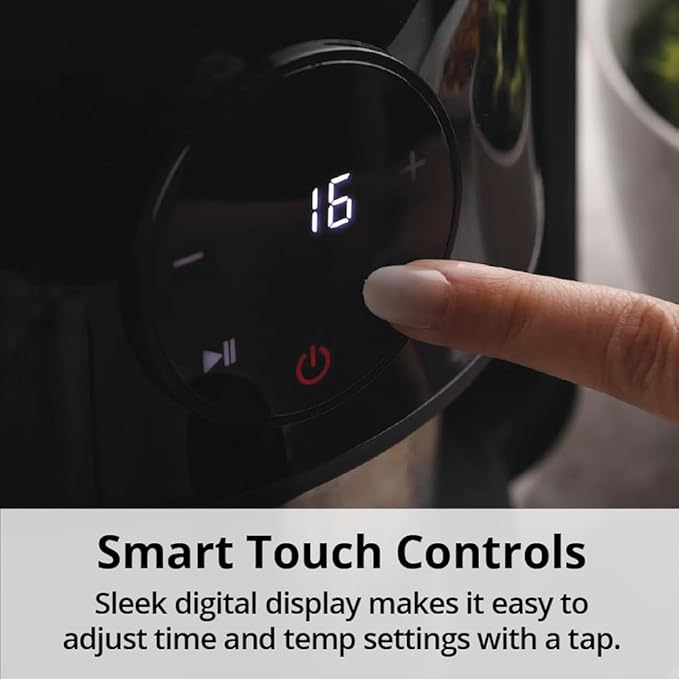 Aria Air Fryer, Non-Stick Ceramic Build, Dishwasher Safe Ceramic Non Toxic Large Sized Airfryer Basket, Touchscreen Display & Auto Shutoff, BPA & Teflon Free with Cookbook (4 Qt Flip Flop (2+2))