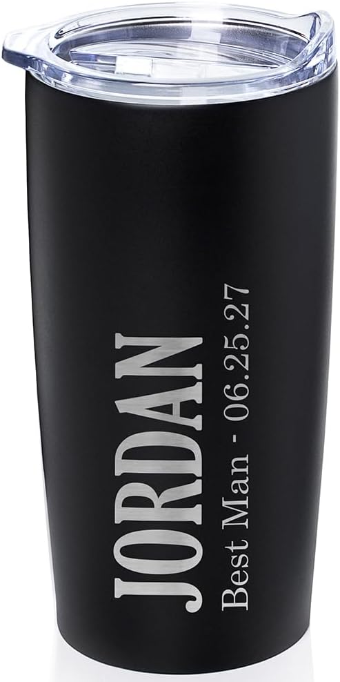 Lifetime Creations Engraved Personalized Groomsman Tumbler (Matte Black) 20 oz - Stainless Steel Coffee Travel Mug Gift