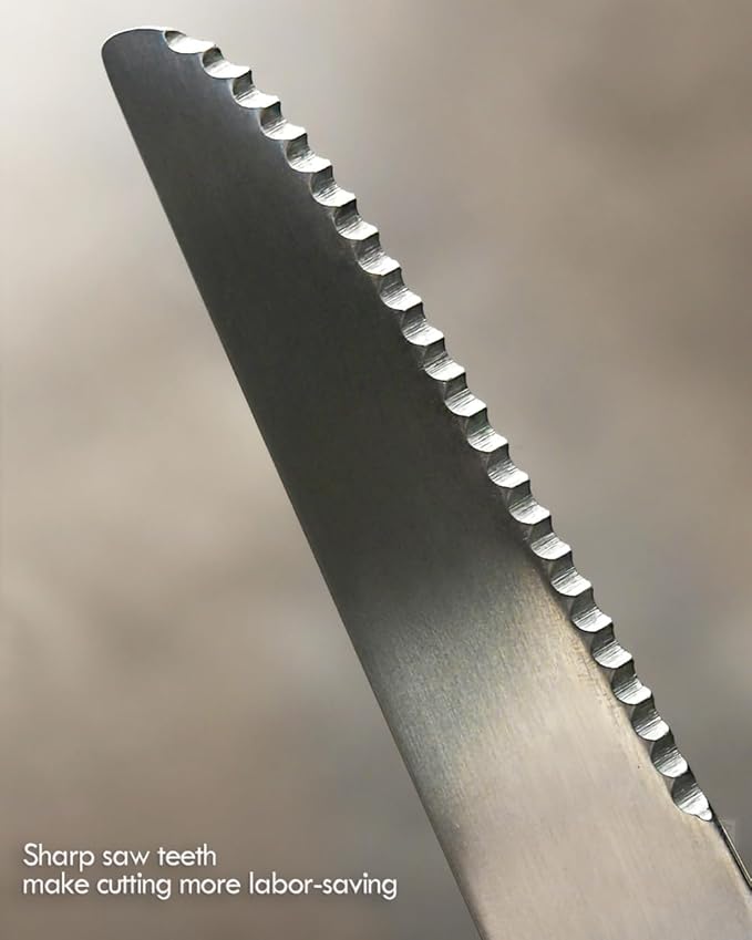 4-Piece Wood Handle Silverware Set - Service for 1, Natural Walnut Wood & 304 Stainless Steel Flatware, Elegant Brushed Finished Brown/Silver Cutlery (1 Set-4 Piece)