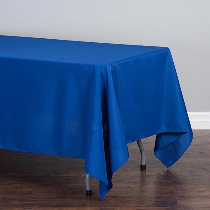 LTC LINENS 10 Pack Rectangle Tablecloths Royal Blue 70 x 120 Inch for 6 or 8 ft Rectangular Banquet Tables with Half-Drop - Stain and Wrinkle Resistant Polyester Table Covers for Wedding, Party