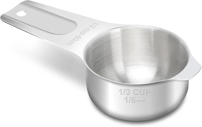 1/3 Cup (80 ml | 2.7 oz | 80 cc) Stainless Steel Measuring Cup, Metal Measuring Cup for Cooking & Baking