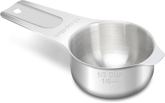 1/3 Cup (80 ml | 2.7 oz | 80 cc) Stainless Steel Measuring Cup, Metal Measuring Cup for Cooking & Baking