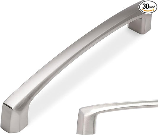 30 Pack 6-1/4 Inch(160mm) Brushed Satin Nickel Kitchen Cabinet Handles Cabinet Pulls Drawer Pulls Kitchen Hardware
