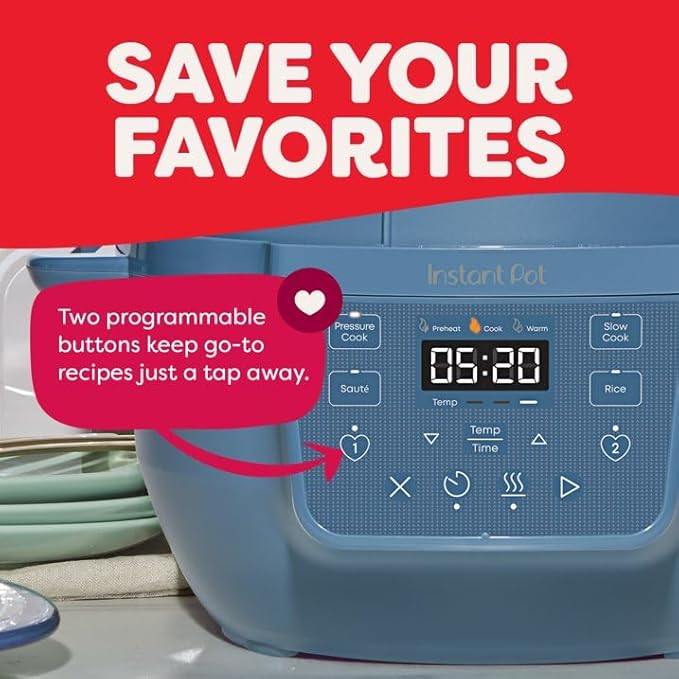 Instant Pot 4QT RIO Mini Chef Series Multi-Cooker, Daydream Blue – 7-in-1 Electric Pressure, Slow Cooker, Rice Cooker, Steamer, Sauté, Yogurt Maker & Warmer, Easy Clean, Stainless Steel Pot