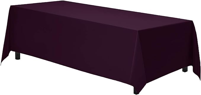 Gee Di Moda Rectangle Tablecloth - 70 x 120 Inch Eggplant - Heavy Duty Washable Polyester - For 6 or 8 Foot Rectangular Table
