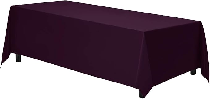 Gee Di Moda Rectangle Tablecloth - 90 x 132 Inch Eggplant - Heavy Duty Washable Polyester - 6 Ft Buffet Table, Holiday Party, Wedding & Baby Shower