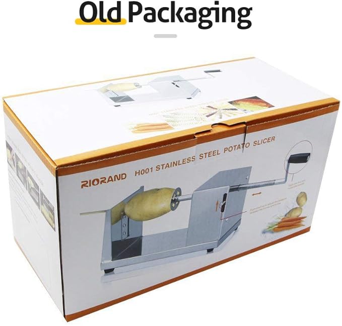 RioRand Manual Spiral Potato Cutter, Stainless Steel Tornado Twister with Blades for Curly Fries, DIY Potato Slicer for Home Kitchen, BBQ, Carrots, Cucumbers