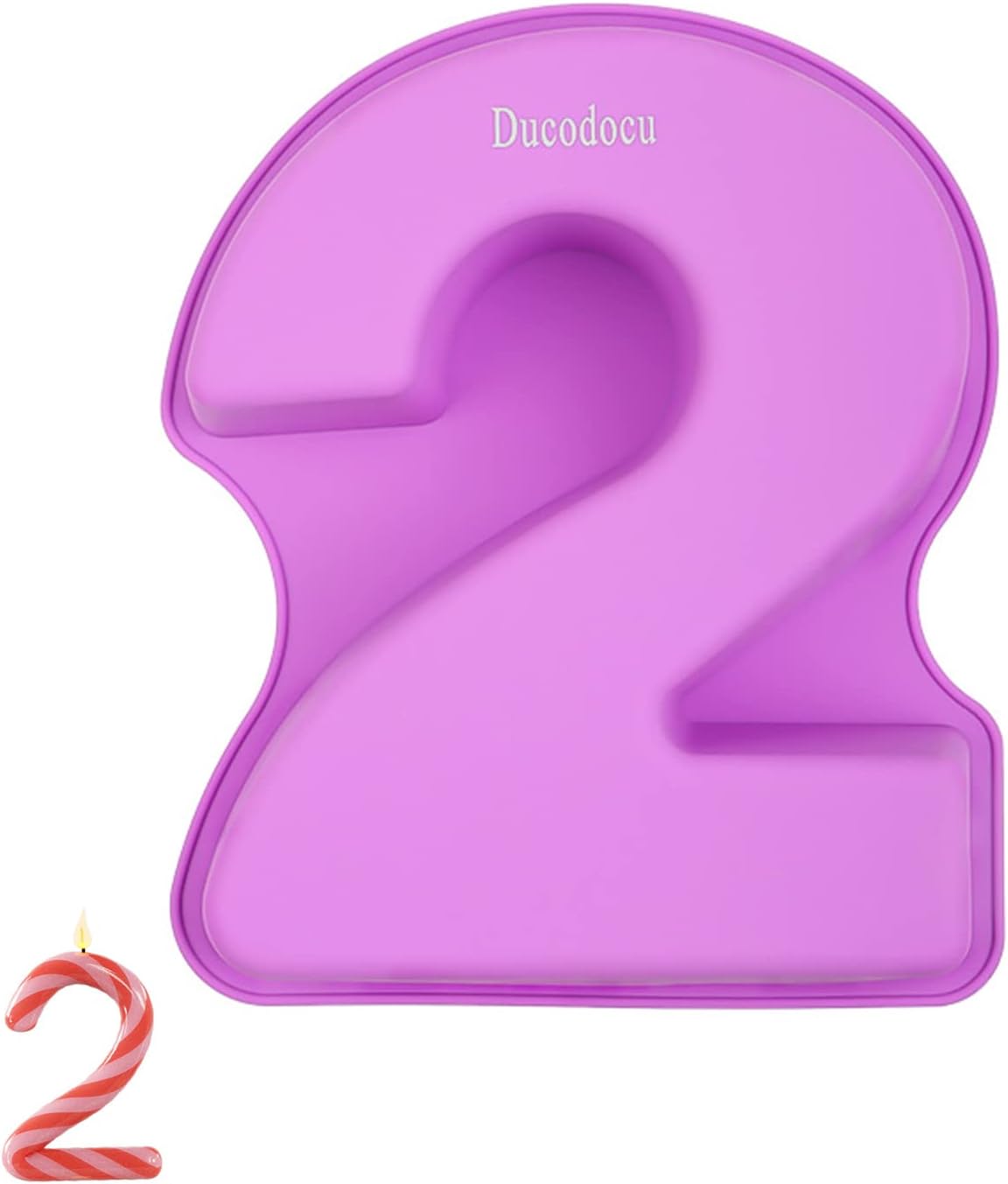 Ducodocu Large Silicone Number Cake Mould 3D Novelty Cake Pan DIY Baking Mold for Birthday Anniversary Number of 2
