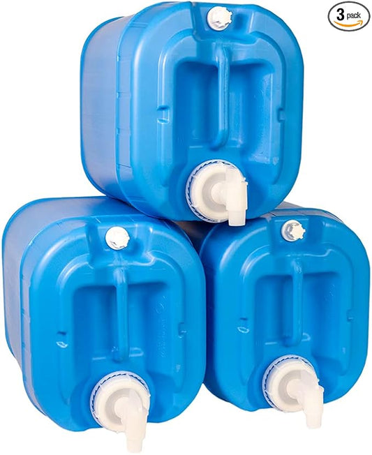 5 Gallon Stackable Water Containers (3-Pack) | 100% Food Grade, BPA-Free | Durable Indoor Outdoor Storage Large Water Jug | Camping Accessories, Survival Gear, Prepper Supplies