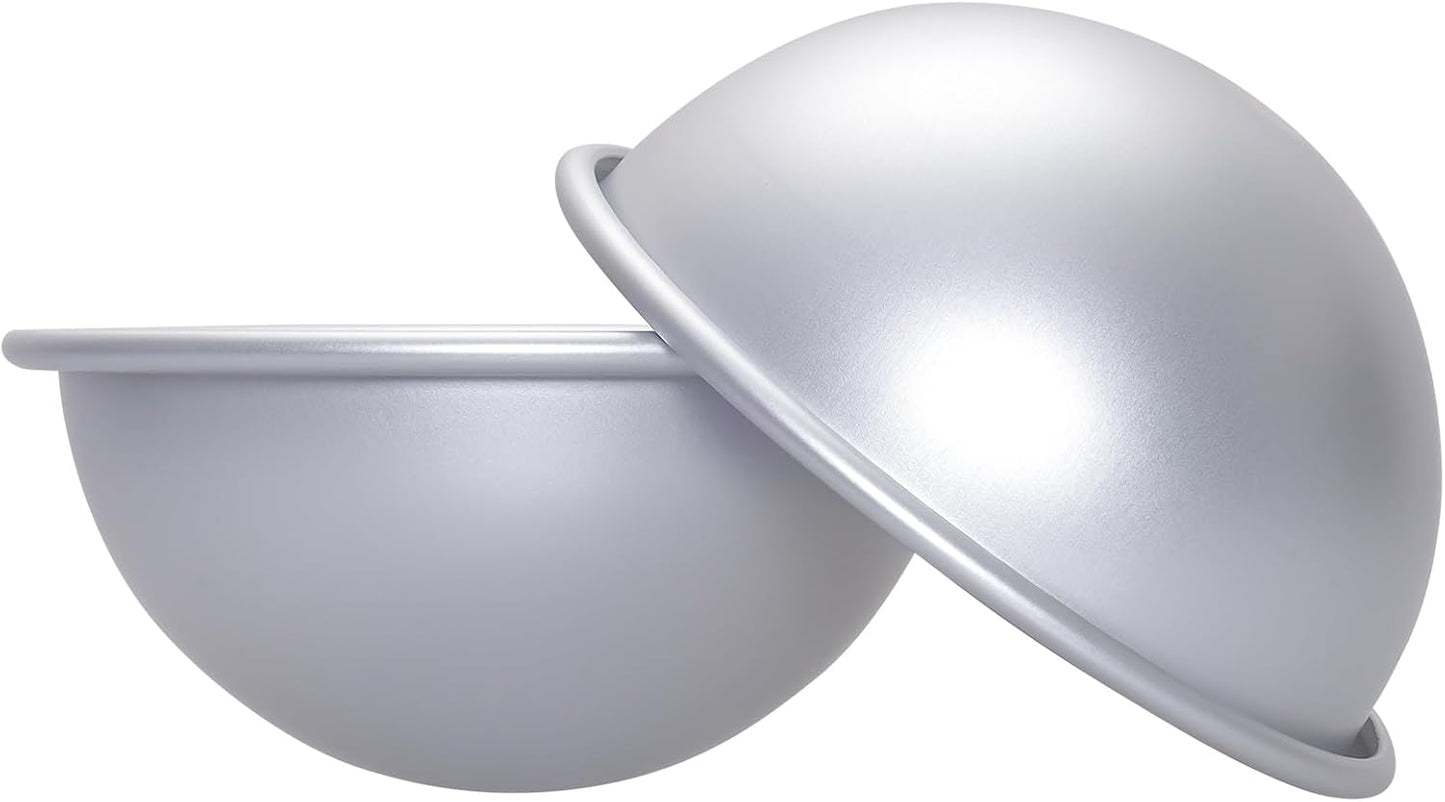 2 Pcs Dome Cake Pan Ball Cake Pans 5 Inch Football Anodized Aluminum Hemisphere Pan Nonstick Ball Shaped Cake Pans for Birthday DIY Cakes Wedding Anniversary Baking Tools (2, 5 inch)
