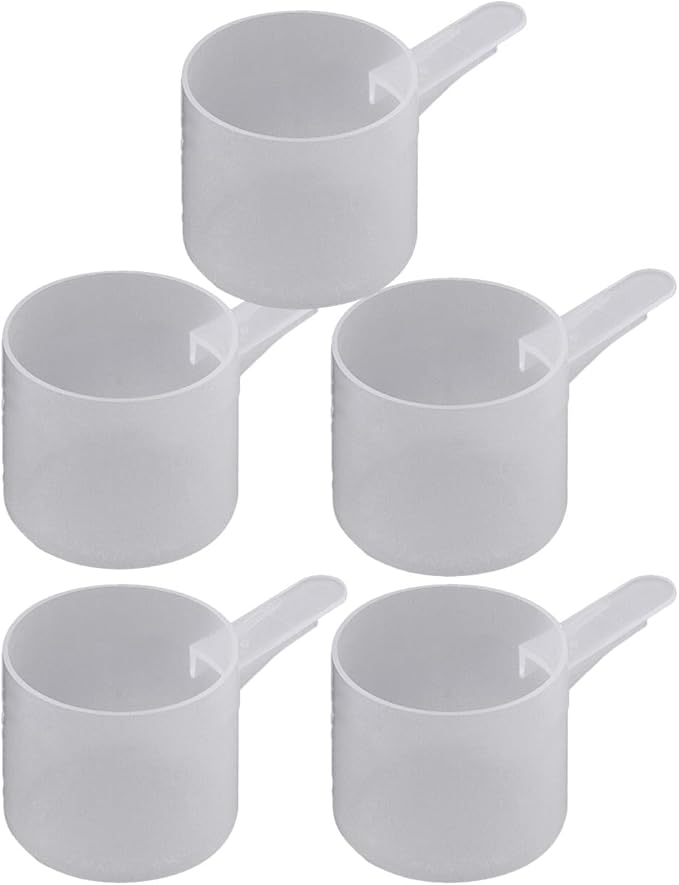 60 mL Plastic Measuring Packaging Scoop (= 60 cc/ = 4 tablespoon/ = 2 fl oz), Short Handle - to Measure and Dispense Spices, Granules, Powders, for Seeds Packing made in USA (5)