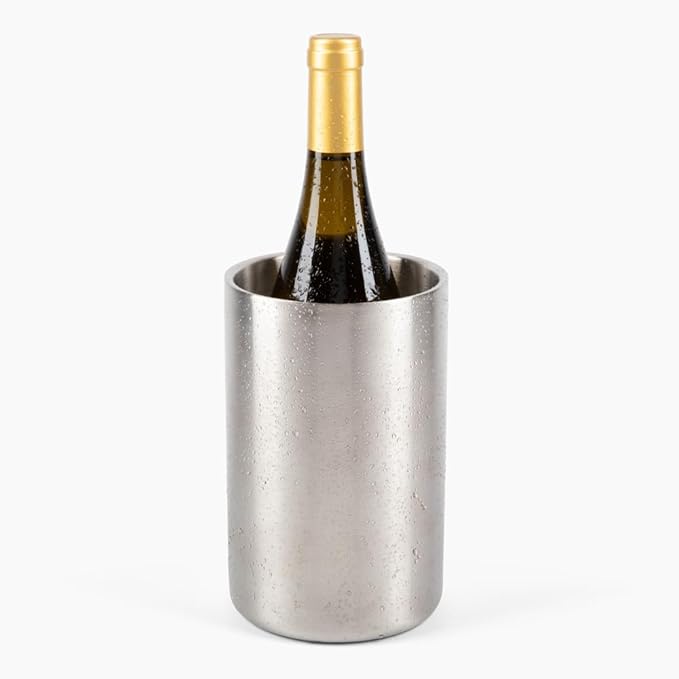 Stainless Steel Wine Chiller a Double-Insulated Iceless Bottle Cooler for Wine & Champagne, Keeps Bottles Cold up to 6 Hours, Portable, Fits Most Bottle Sizes, Wine Accessory Gift