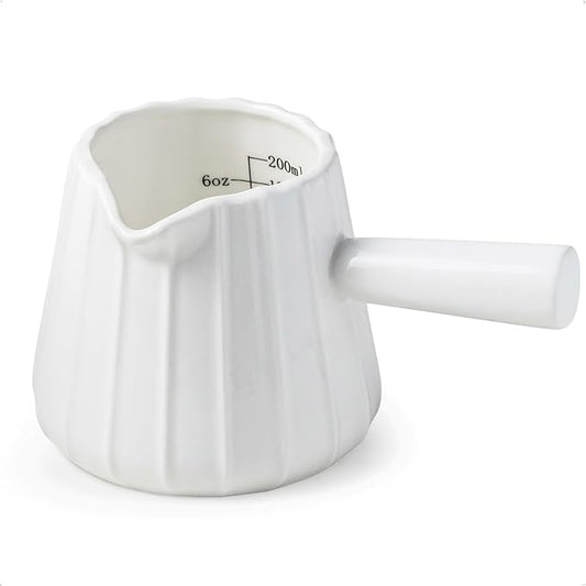 Espresso Cups Ceramic, 200ML Espresso Measuring Cup with Handle, Expresso Shots Cups with Scale, Espresso Accessories, White