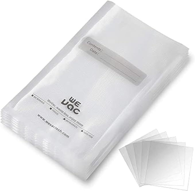 Wevac Vacuum Sealer Bags 100 Quart 8x12 Inch for Food Saver, Seal a Meal, Weston. Commercial Grade, BPA Free, Heavy Duty, Great for vac storage, Meal Prep or Sous Vide