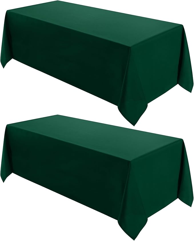 VidaFete Tablecloth 2 Pack 90 * 132inch Rectangle Table Cloth Polyester, Stain Wrinkle Resistant Polyester Dining Table Cover for Kitchen Dinning Party Wedding Rectangular Buffet Decoration(Green)