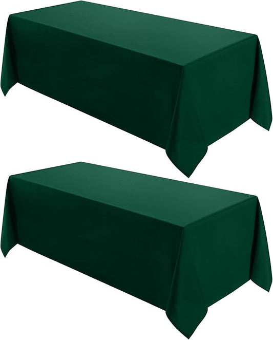 VidaFete Tablecloth 2 Pack 90 * 132inch Rectangle Table Cloth Polyester, Stain Wrinkle Resistant Polyester Dining Table Cover for Kitchen Dinning Party Wedding Rectangular Buffet Decoration(Green)