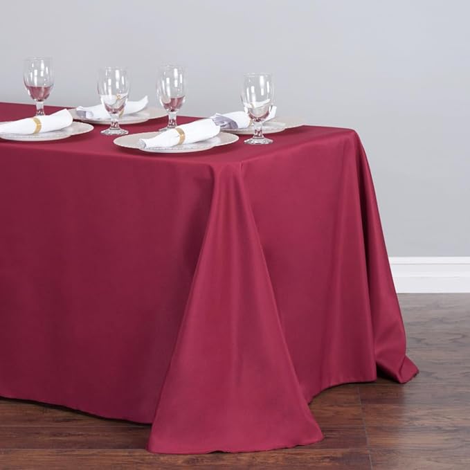 LinenTablecloth 90 x 132-Inch Rectangular Polyester Tablecloth Burgundy