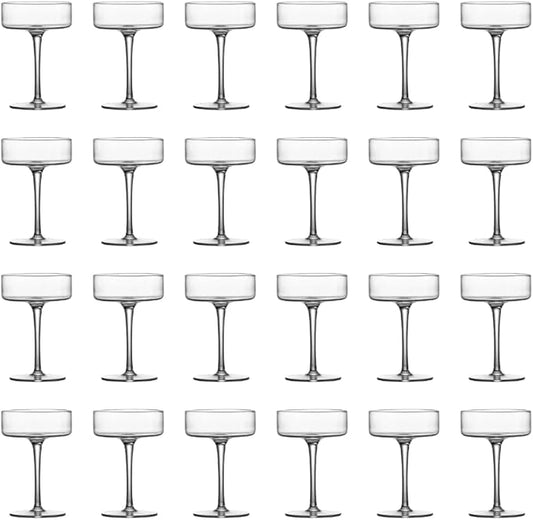 LEMONSODA Clear Martini Coupe Glasses - Classic Barware for Espresso Martini, Manhattan, Cosmopolitan – Handcrafted Luxury Glassware for Home Entertaining (Clear 6.5oz, Set of 24) (2246)