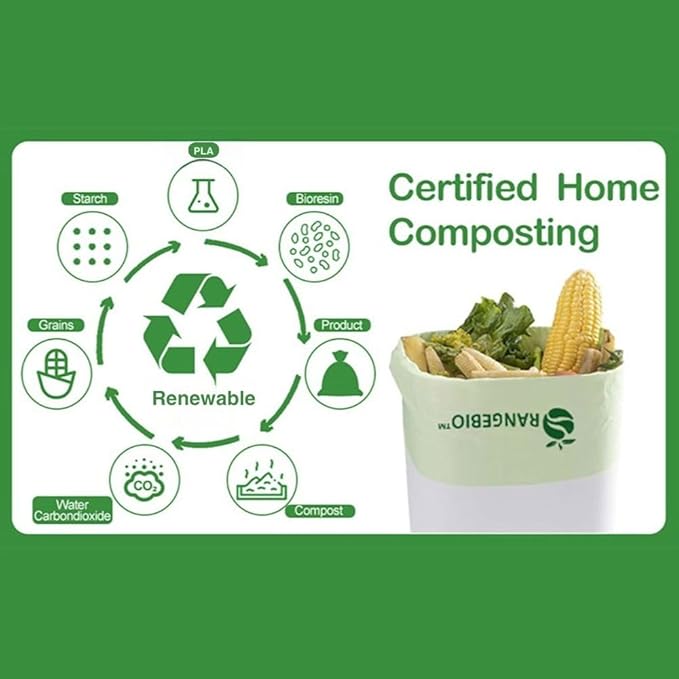 OrangeBio Certified Home Compostable Produce Bags, 250 Count, 14 x 18 Inches, Hold Up to 14 Lbs, ASTM D6400, EN 13432, US BPI & Europe OK Compost Home Certified