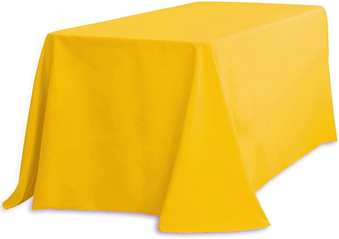 LinenTablecloth 90 x 132-Inch Rectangular Polyester Tablecloth with Rounded Corners, Gold