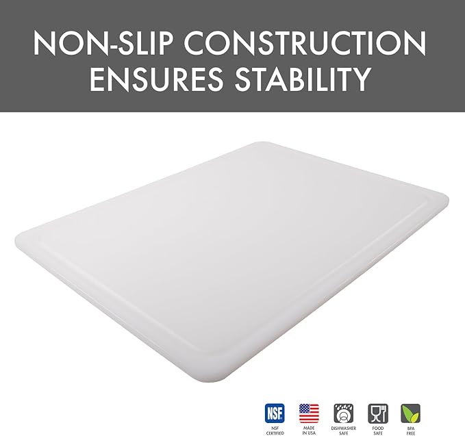 Dexas NSF Polysafe Pastry/Cutting Board with Well, 15 by 20 inches, White