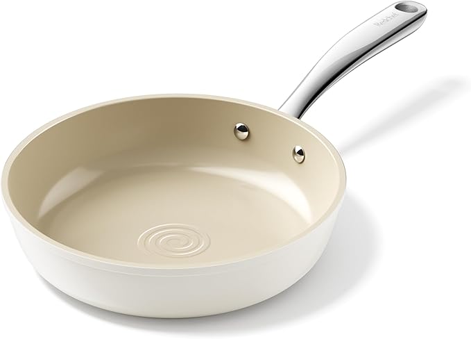 Redchef Ceramic Non Stick Frying Pans, Nonstick Frying Pan Skillet, Ceramic Egg Pan with Stay Cool Handle, Non Toxic Induction Pan for Cooking, PFOA & PFAS Free, Oven & Dishwasher Safe (8" Beige)