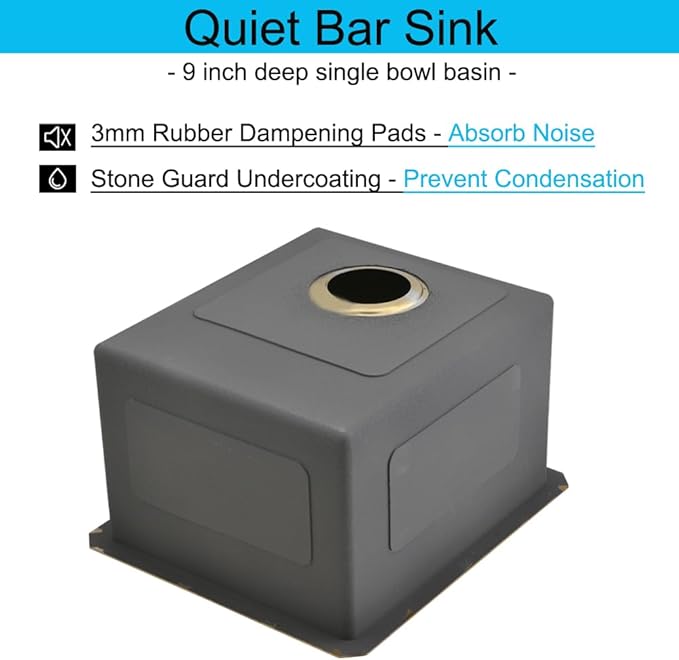 Gold Bar Sink, 15 x 17 Inch Undermount Kitchen Sink Small Wet Bar Prep 16 Guage Stainless Steel Single Bowl Basin