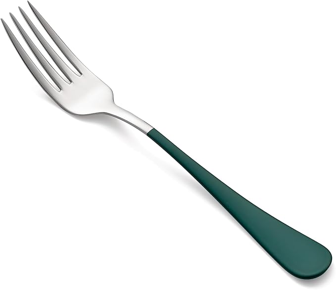 Green Dinner Fork, 18/0 Green handle Stainless Steel Satin Finish 8.1-inch Silverware Flatware Fork Set, Set of 24, Dishwasher SafG