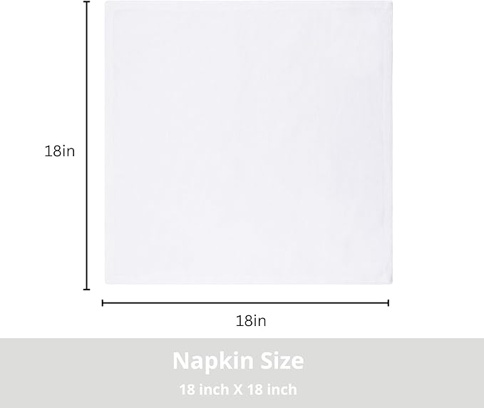PurpleEssences Set of 6 Cloth Dinner Napkins 100% Cotton 18x18 Inch - Soft Durable Washable - Ideal for Farmhouse Party Fall Thanksgiving - Perfect Everyday Use Table Linen - White