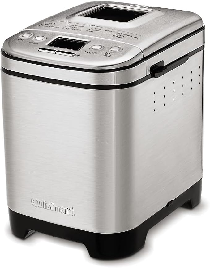 Cuisinart Bread Maker Machine, Compact and Automatic, Customizable Settings, Up to 2lb Loaves, CBK-110P1, Silver,Black & CMBM-4LP Mini Loaf Pan (Set of 4)