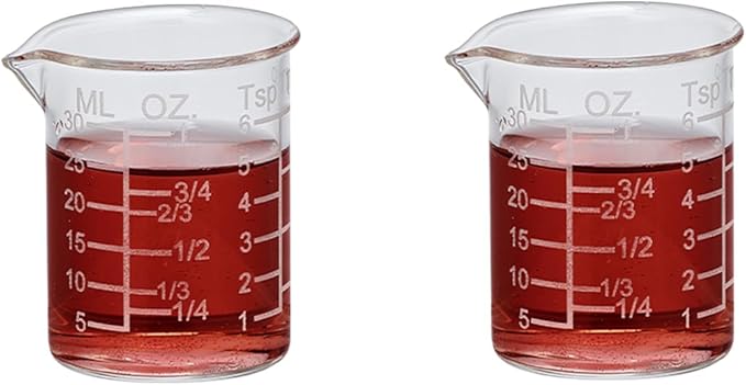 Ackers Etching Scale Measuring Glass V-Shaped Spout Made of High Borosilicate Glass Measuring for Kitchen or Restaurant, Easy to Read,30ML (1 Oz) 丨(2 Pack)