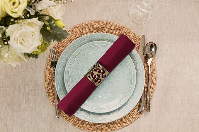 ANA Cloth Napkins Set of 6 (17.5x17.5) inch 100% Cotton Dinner Napkin Washable Hotel Quality Reusable Kitchen & Table Linen for Fall Thanksgiving Family Dinners Weddings & Everyday Use - Burgundy