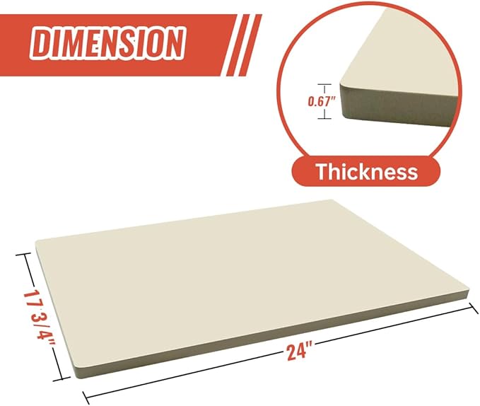 24'' Large Pizza Stone Baking Stone Cordierite Bread Stone for Oven Grill, Thermal Shock Resistant, Ideal for Baking Different Sizes of Pizzas or Bread 24’‘x17 3/4''