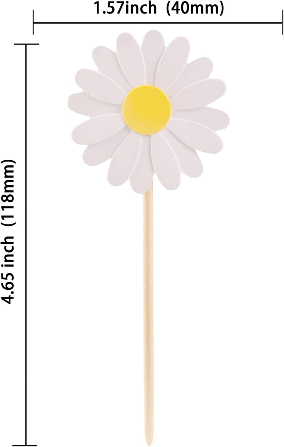 24Pcs Daisy Cupcake Toppers Flower Cake Topper Decorations Daisy Cake Decorations Chrysanthemum Cupcake Toppers Spring Daisy Flower Cake Picks for Birthday Wedding Supplies White