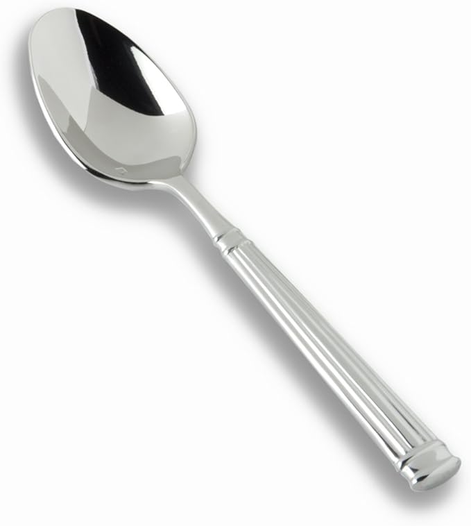 Fortessa Doria 18/10 Stainless Steel Flatware Dessert/Oval Soup Spoon, Set of 12,Silver