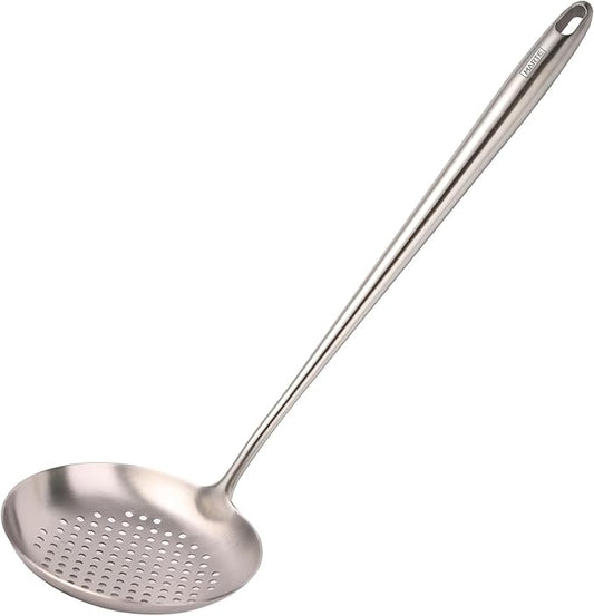 MARTE 17'' Skimmer Slotted Spoon - 304 Stainless Steel Skimmer Ladle Spider Strainer Spoon for Cooking and Frying - Long Pasta Strainer Tools Frying Spoon Kitchen Cooking Utensils Colander Spoon