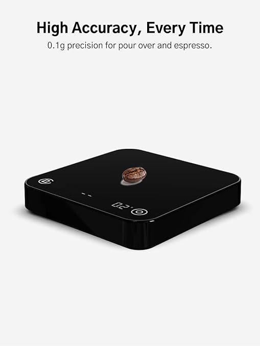 Coffee Scale with Timer and Flow Rate Tracking, 0.1g Precision, 3kg Capacity, Rechargeable, Smart App Compatible, Ideal for Espresso and Pour Over Brewing