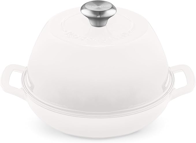 Signature Enameled Cast Iron Sourdough Bread Oven | Non-Stick with Tight Fitting Lid for Perfect Baking and Bread Making | 6QT Round Oven With Lid [White]