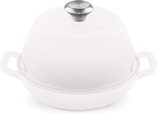 Signature Enameled Cast Iron Sourdough Bread Oven | Non-Stick with Tight Fitting Lid for Perfect Baking and Bread Making | 6QT Round Oven With Lid [White]
