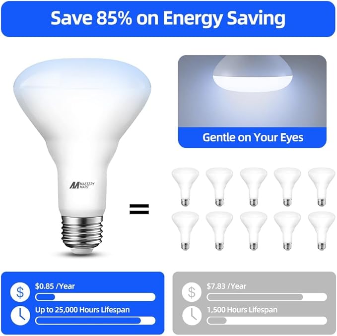 24 Pack BR30 LED Bulbs, 65W Equivalent, 5000K Daylight, 700 Lumens, Flicker-Free, Recessed Can Light Bulbs, Dimmable Flood Lights for Home, Kitchen Long Lasting & Energy Efficient, E26 Base, UL Listed