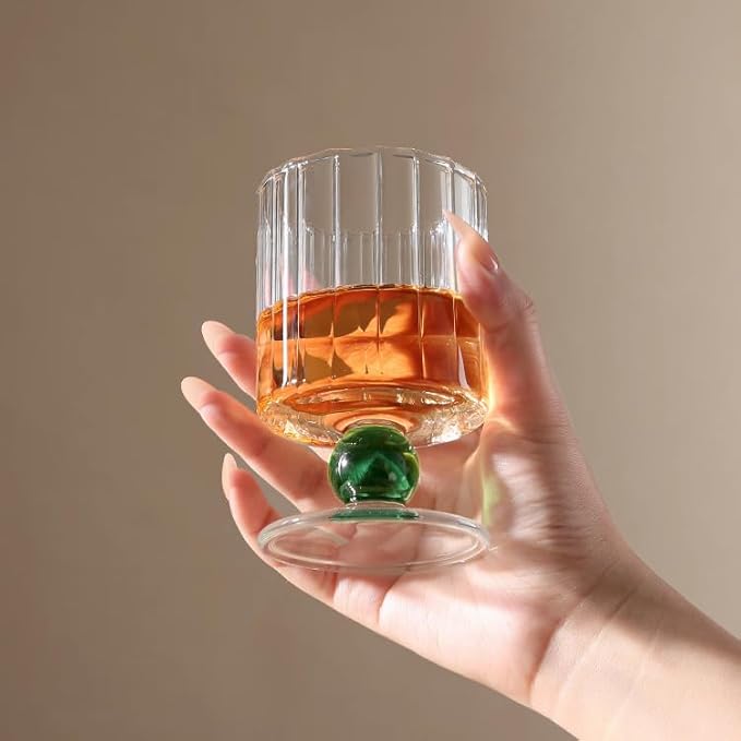 Vintage Wine Glasses Set of 2, 7.1oz Borosilicate Champagne, Whiskey, Juice Glasses, Glassware for Cocktails,Red Wine,Ice Cream, Gift for Couples, Wedding, Anniversary, Dishwasher & Microwave Safe