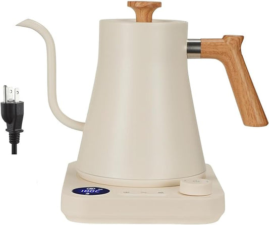 Smart Gooseneck Electric Kettle 1500W - Variable Temperature Control with LED Display, 304 Stainless Steel, 5oz Micro-Brew & 24H Keep Warm for Coffee/Tea(WGITE, US PLUG)