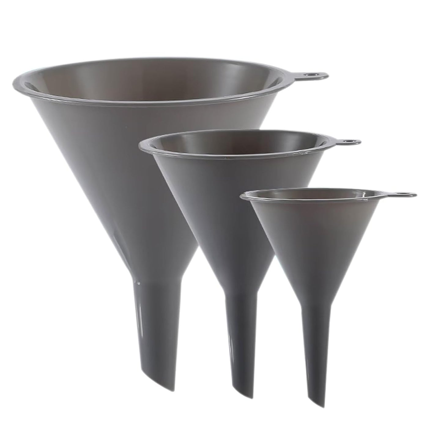 Plastic Kitchen Funnel Set of 3, Round Kitchen Funnels for Filling Bottles, Durable and Multifunctional Funnels for Filling Canning, Cooking, Lab or Car Oil (Gray)