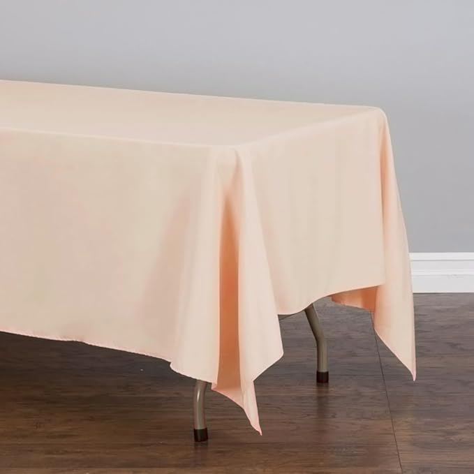 LTC LINENS 2 Pack Peach Rectangular Tablecloths 70 x 120 Inches for 6 or 8 Feet Rectangle Banquet Tables with Half-Drop - Stain and Wrinkle Resistant Polyester Cloth Table Covers for Party, Wedding