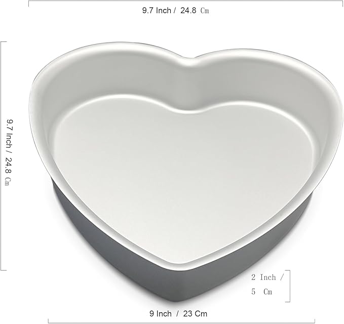 9 Inch Heart Shaped Cake Pan, Aluminum Heart Cake Mold, Heat-Resistant Baking Cake Pan for Wedding, Party, Family Occasions, Chocolate, Bread. (9 × 2 Inch)