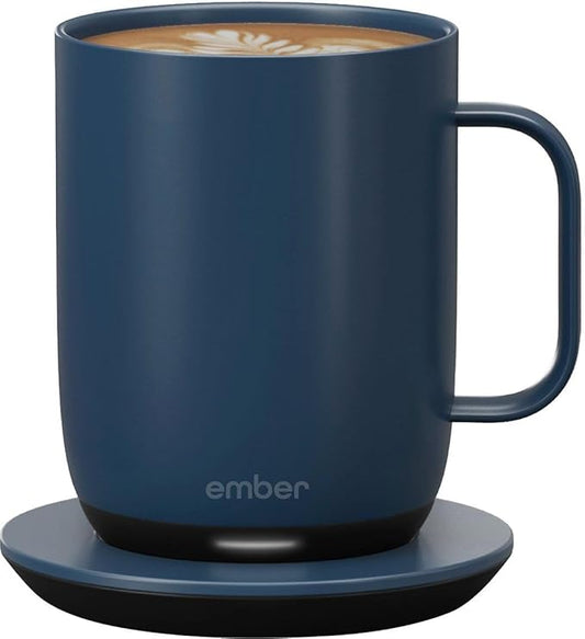 Ember Temperature Control Smart Mug 2, 14 Oz, App-Controlled Heated Coffee Mug with 80 Min Battery Life and Improved Design, (PRODUCT) navy blue