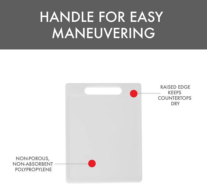 Dexas NSF Certified Polysafe Cutting Board with Handle, 6.25 x 8.5 Inches, Reversible Kitchen Cutting Board, White